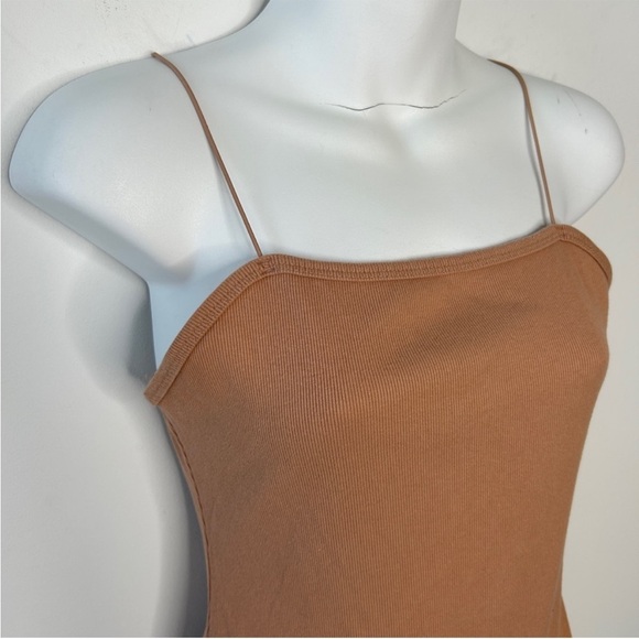 WILD FABLE Beige Tan Ribbed Spaghetti Strap Bodysuit Size Medium - Picture 3 of 6